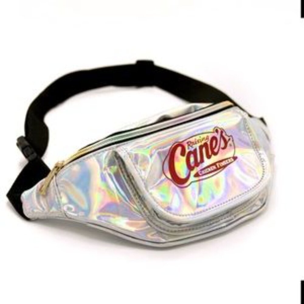 Raising Canes Silver Holographic Adjustable Strap Fanny Pack